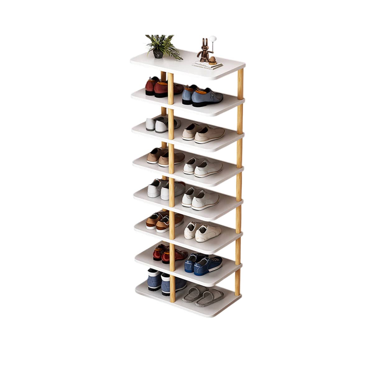 Shoe Rack 8 Tier Faux Wood Narrow Vertical Space Saving Storage for 14 Pairs - view 2