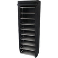Shoe Rack Storage Cabinet with Dust-Proof Cover - Black, 10 Floors, 9 Grids