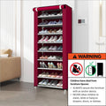 Shoe Rack Storage Cabinet with Dust-Proof Cover - Black, 10 Floors, 9 Grids - view 4