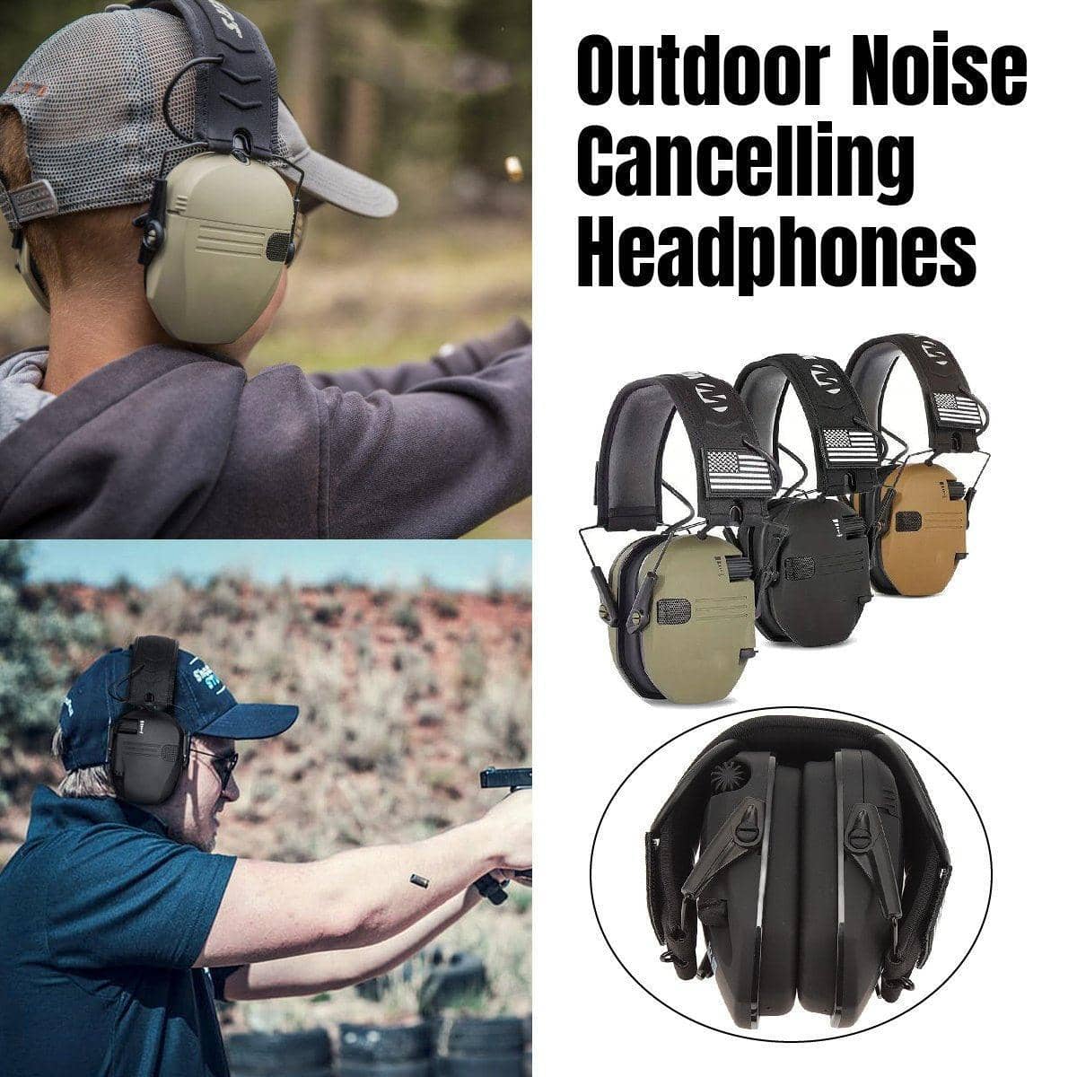 Shooting Noise Cancelling Earmuffs - Black, NRR 22 dB - view 2
