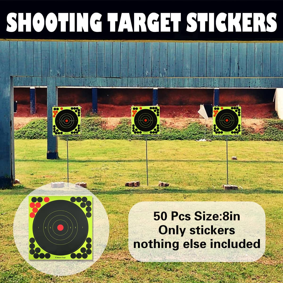 Shooting Target Stickers, 50 Sheets, Green Self-Adhesive Aiming Decal