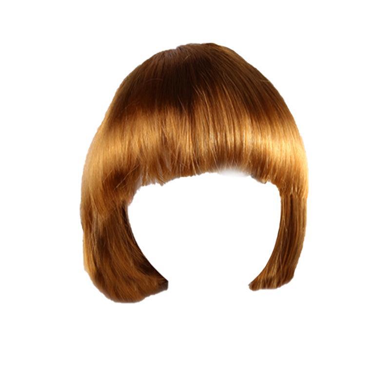 Short Bob Wig with Bangs, Synthetic Cosplay Wig - Brown