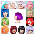 Short Bob Wig with Bangs, Synthetic Cosplay Wig - Brown - view 4