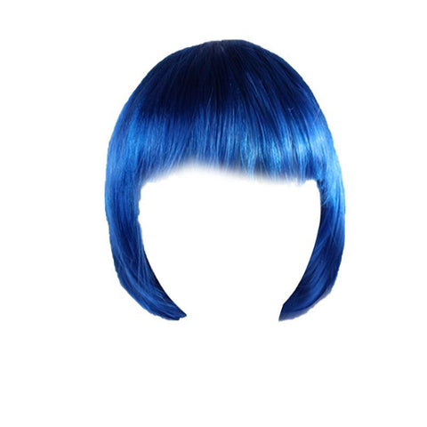 Short Bob Wig with Bangs, Synthetic Cosplay Wig - Dark Blue
