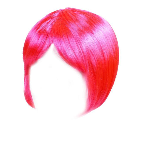 Short Bob Wig with Bangs, Synthetic Cosplay Wig - Hot Pink