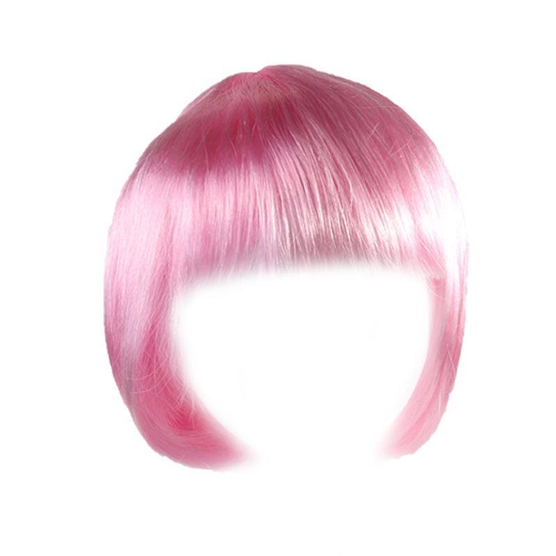 Short Bob Wig with Bangs, Synthetic Cosplay Wig - Light Pink