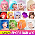 Short Bob Wig with Bangs, Synthetic Cosplay Wig - Light Pink - view 2
