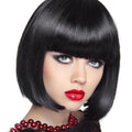 Short Bob Wig with Bangs, Synthetic Cosplay Wig - Light Pink - view 5