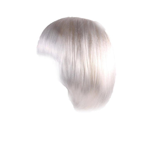 Short Bob Wig with Bangs, Synthetic Cosplay Wig - White