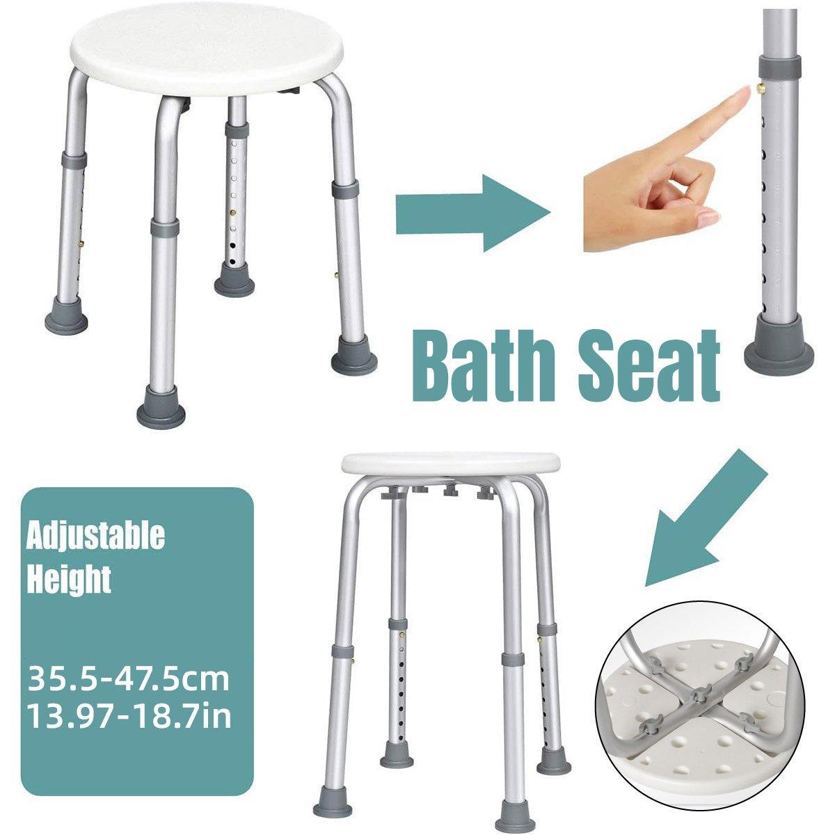 Shower Stool with Adjustable Height and Non-Slip Seat