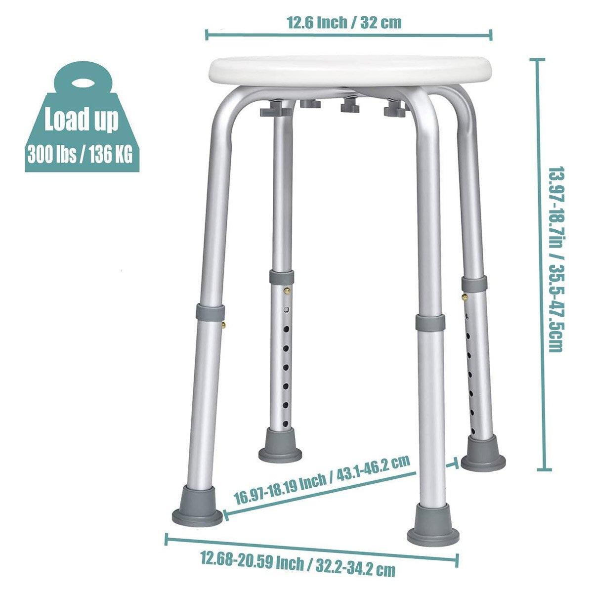 Shower Stool with Adjustable Height and Non-Slip Seat - view 3