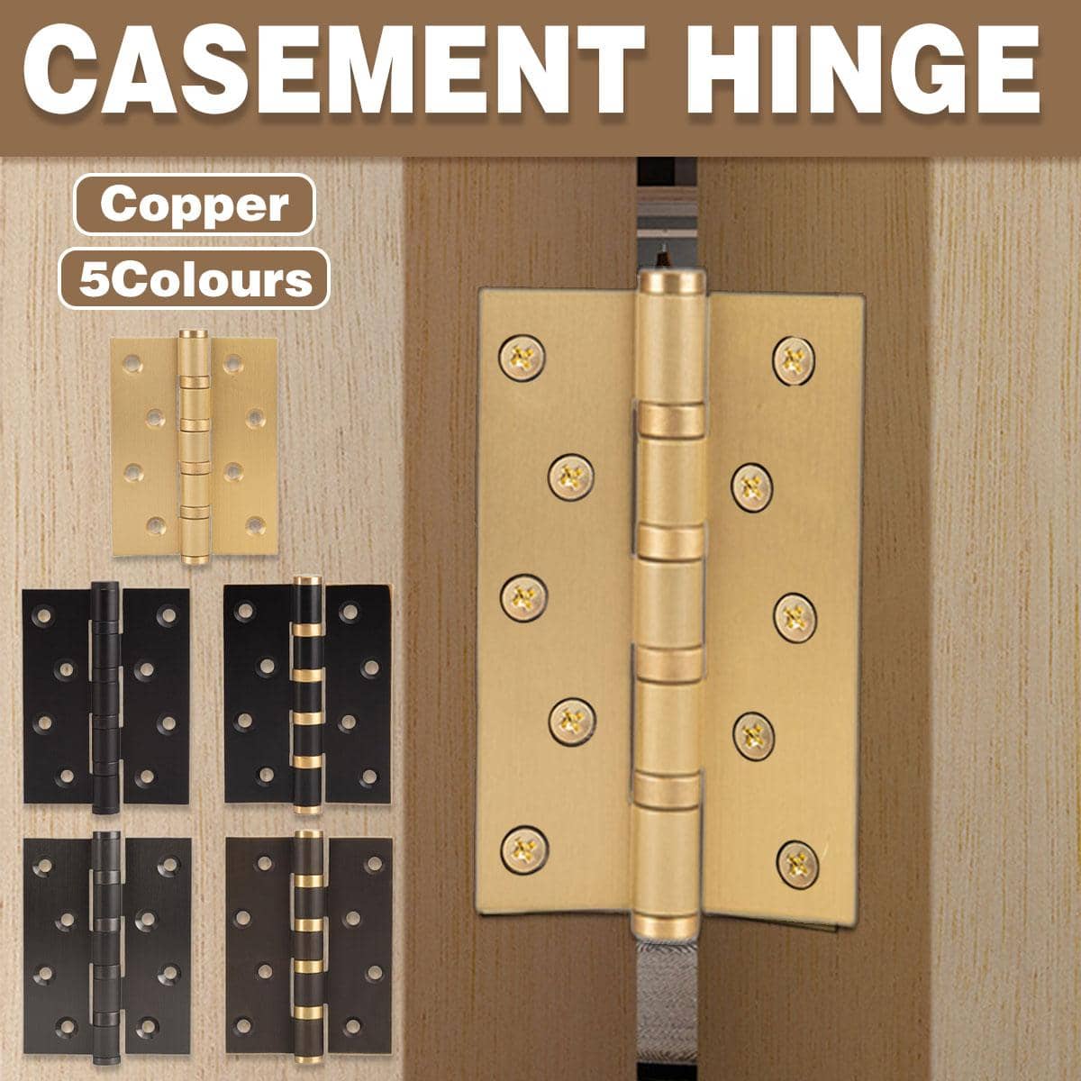 Silent Bearing Flat Door Hinge, 4 Inch (10.2 cm) - Bronze and Gold - view 2