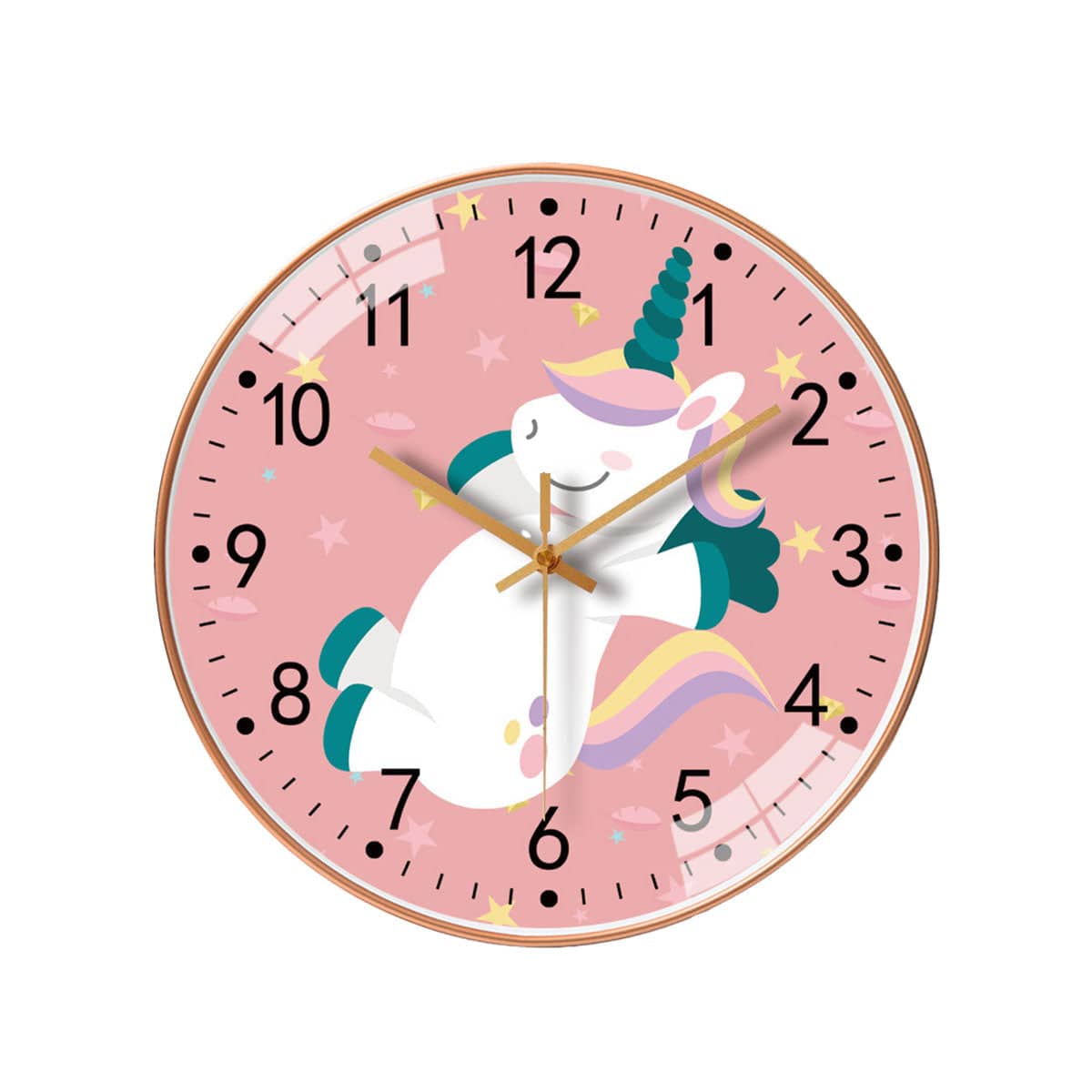 Silent Round Wall Clock 8 Inch (20 cm), Unicorn Design Quartz Clock for Bedroom and Classroom - view 2