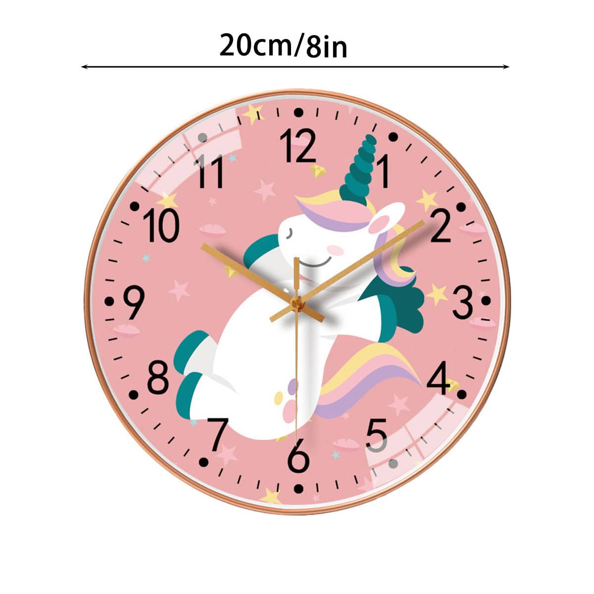 Silent Round Wall Clock 8 Inch (20 cm), Unicorn Design Quartz Clock for Bedroom and Classroom - view 3