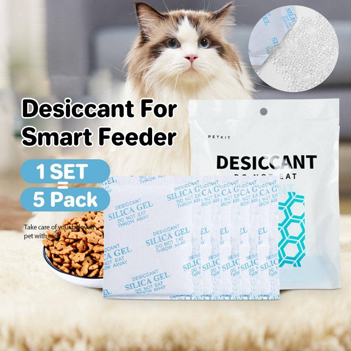 Silica Gel Desiccant Pack Set for Smart Pet Feeders, Pack of 5 - view 3