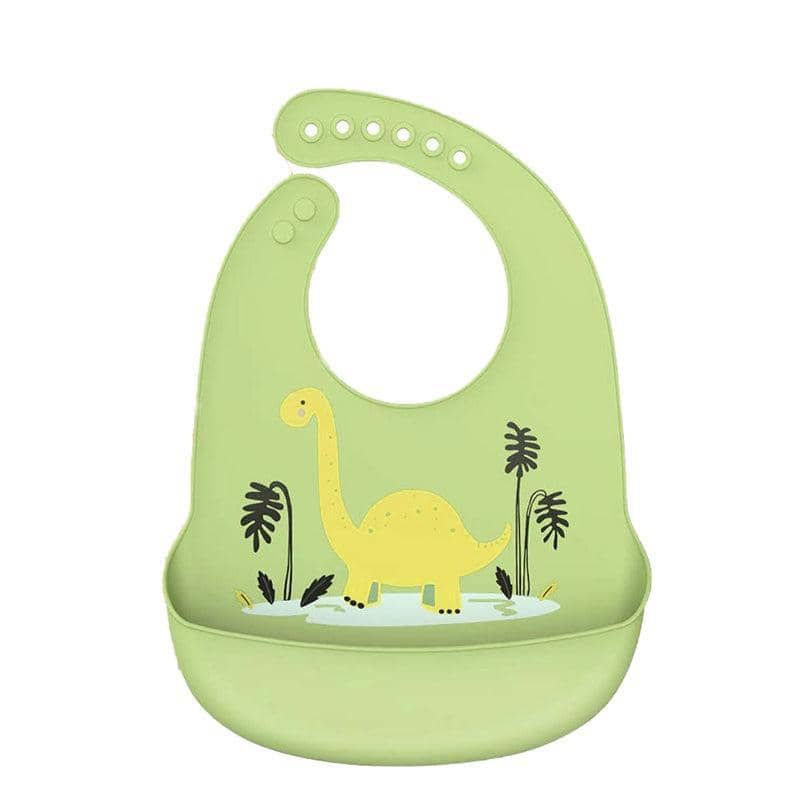 Silicone Baby Feeding Bib with Food Pouch - Dinosaur Print