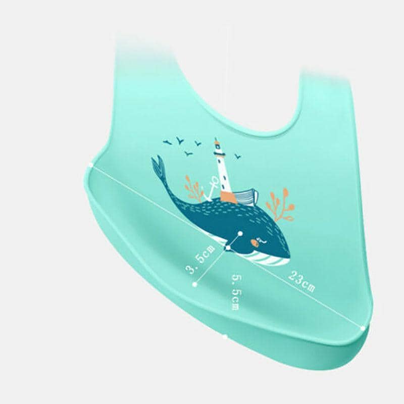 Silicone Baby Feeding Bib with Food Pouch - Owl Print - view 4