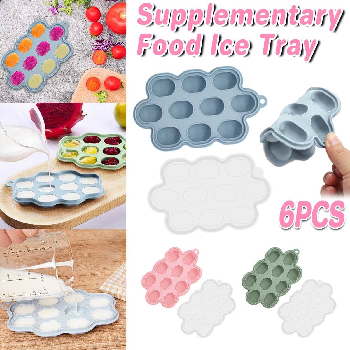 Silicone Baby Food Freezer Tray Ice Cube Mould, Pack of 3