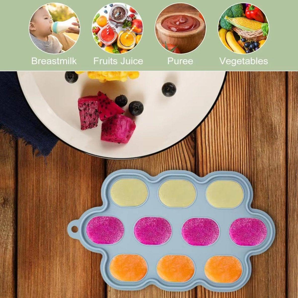 Silicone Baby Food Freezer Tray Ice Cube Mould, Pack of 3 - view 5