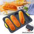Silicone Baguette Baking Mould Oval 4 Compartment Non-Stick Pan for Home Kitchen