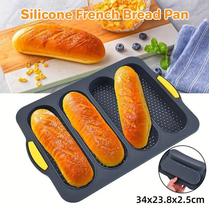 Silicone Baguette Baking Mould Oval 4 Compartment Non-Stick Pan for Home Kitchen
