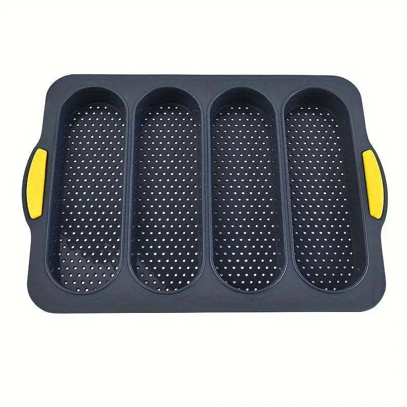 Silicone Baguette Baking Mould Oval 4 Compartment Non-Stick Pan for Home Kitchen - view 2