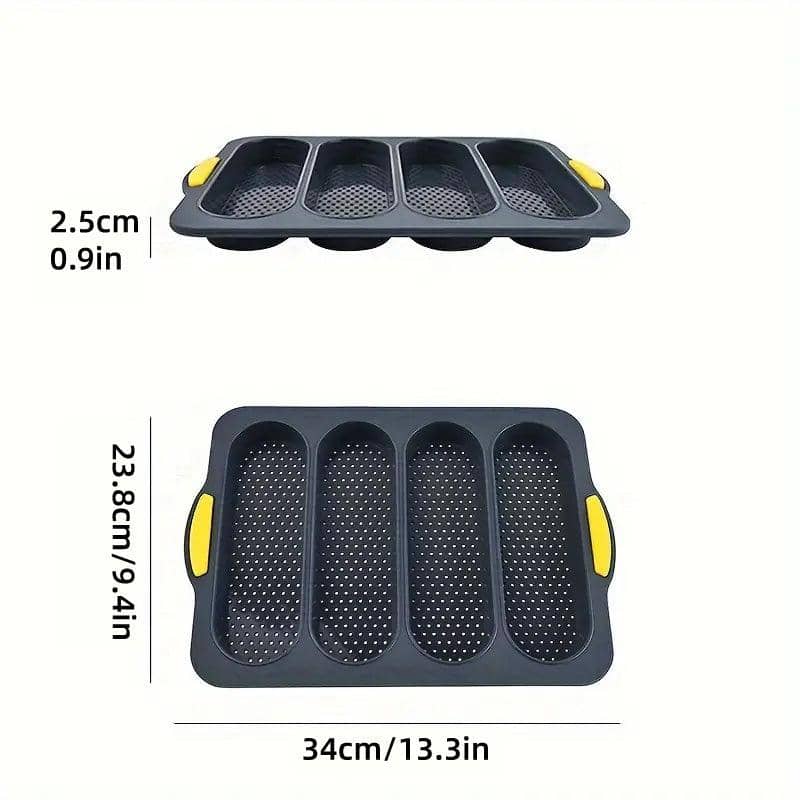 Silicone Baguette Baking Mould Oval 4 Compartment Non-Stick Pan for Home Kitchen - view 3