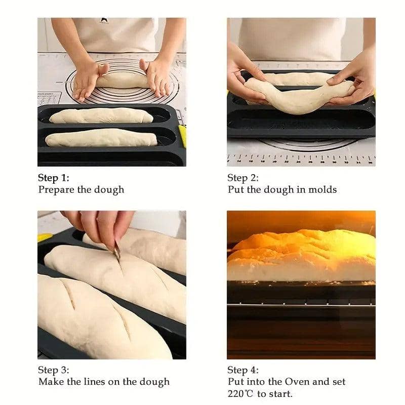 Silicone Baguette Baking Mould Oval 4 Compartment Non-Stick Pan for Home Kitchen - view 5