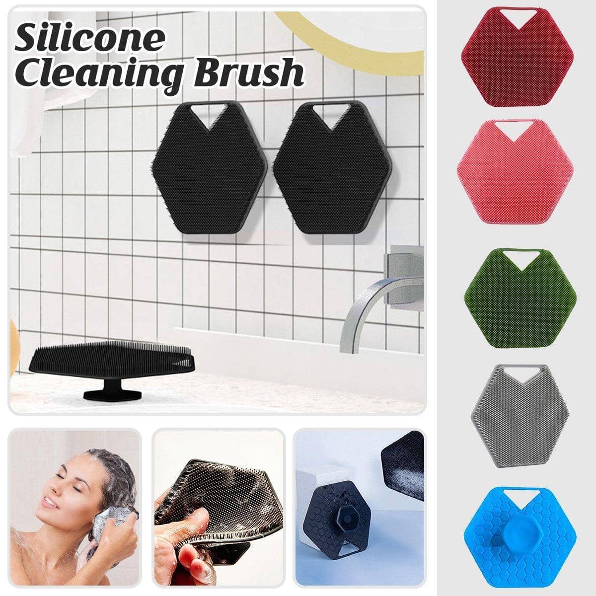 Silicone Bath Brush Body Scrubber for Face and Body - Pink - view 2