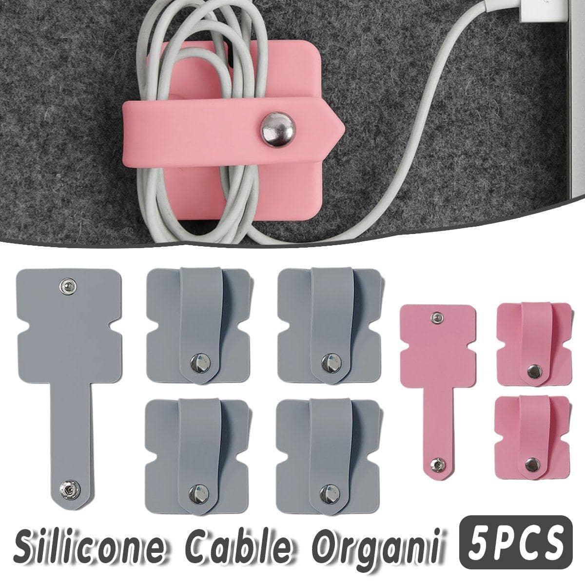 Silicone Cable Winder and Earphone Organiser - Pink, Pack of 5 - view 5