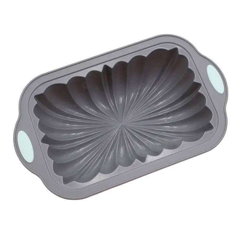 Silicone Cake Pan - Rectangular Flower Design, Nonstick Baking Pan, Light Grey - view 2