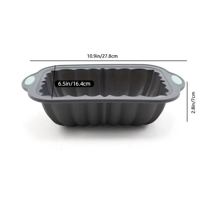 Silicone Cake Pan - Rectangular Flower Design, Nonstick Baking Pan, Light Grey - view 3