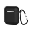 Silicone Case for AirPods 1 and 2 with Carabiner - Black