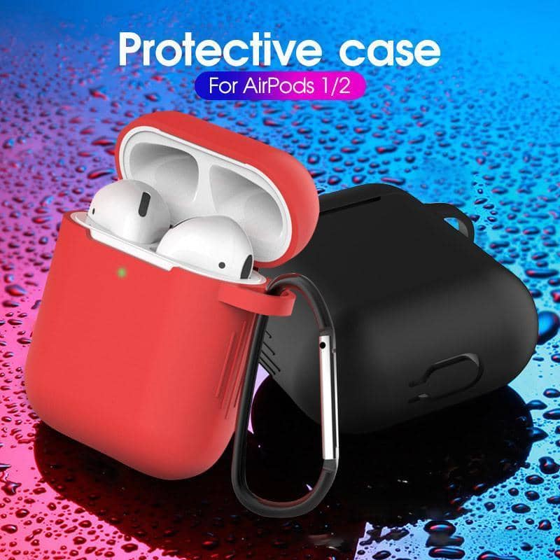 Silicone Case for AirPods 1 and 2 with Carabiner - Black - view 5