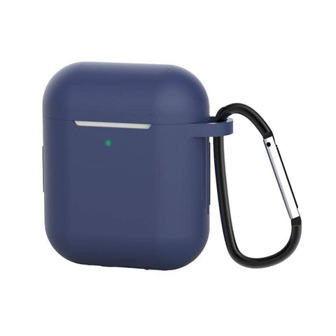 Silicone Case for AirPods 1 and 2 with Carabiner - Dark Blue