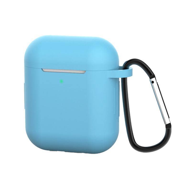 Silicone Case for AirPods 1 and 2 with Carabiner - Sky Blue