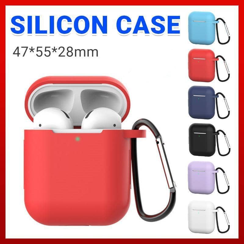 Silicone Case for AirPods 1 and 2 with Carabiner - White - view 2