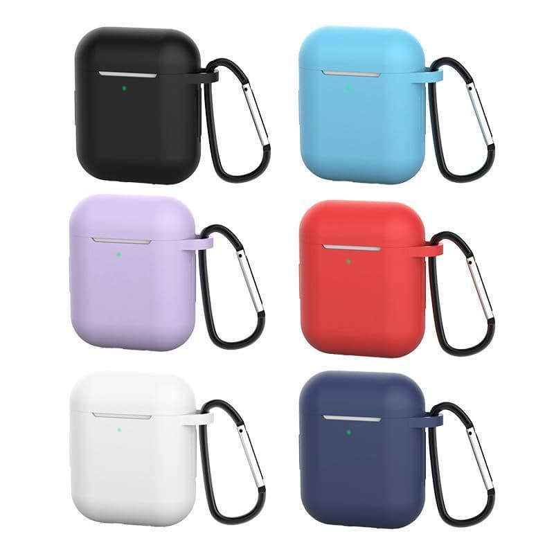 Silicone Case for AirPods 1 and 2 with Carabiner - White - view 3