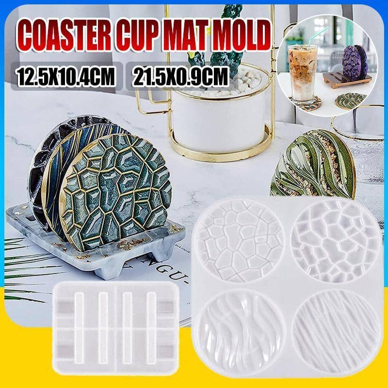 Silicone Coaster Mould - Wave and Diamond Pattern, 2 Pack