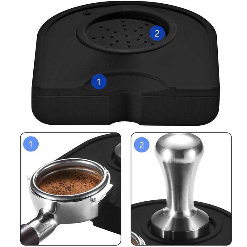 Silicone Coffee Tamper Mat Non-Slip Corner Tamping Pad - 14 x 12.5 x 3 cm, Black - view 5
