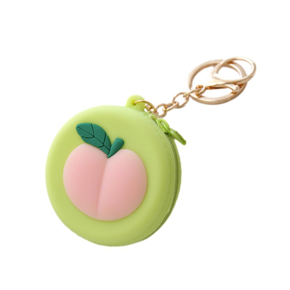 Silicone Coin Purse Keychain - Light Green Peach