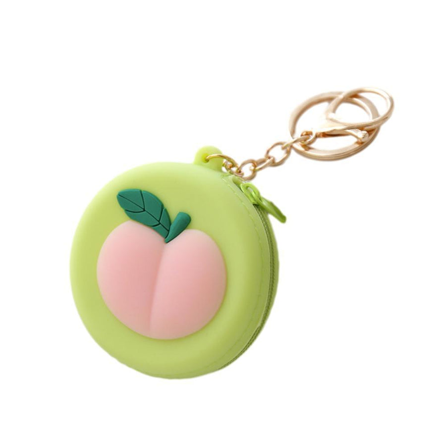 Silicone Coin Purse Keychain - Light Green Peach