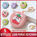 Silicone Coin Purse Keychain - Lilac Rainbow and Clouds - view 2