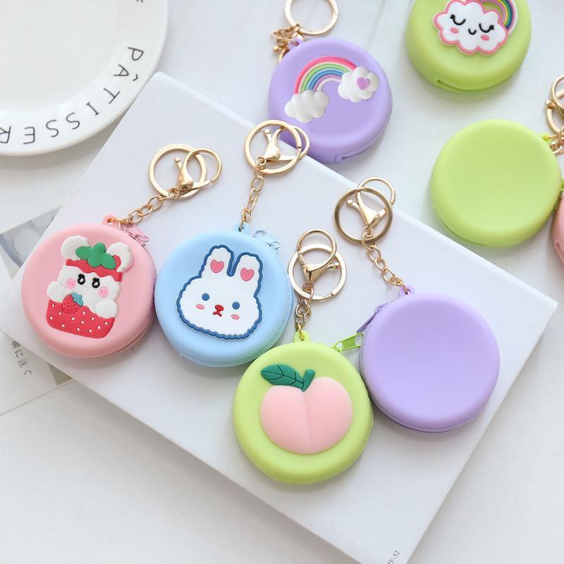 Silicone Coin Purse Keychain - Lilac Rainbow and Clouds - view 5