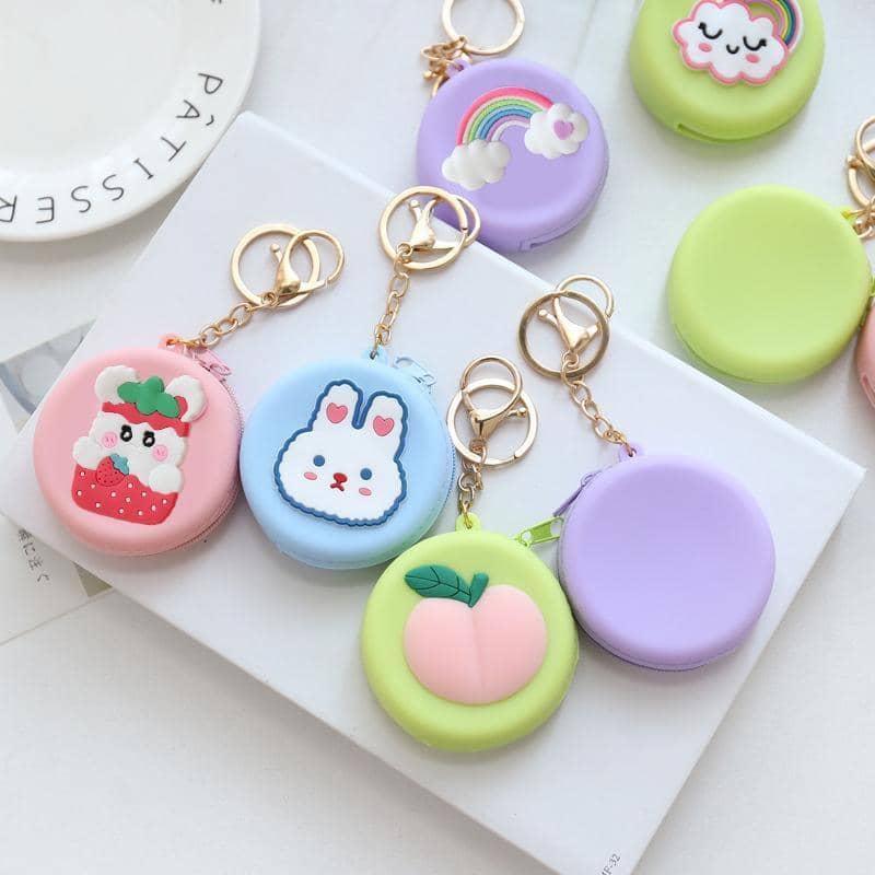 Silicone Coin Purse Keychain - Pink Strawberry Rabbit - view 5