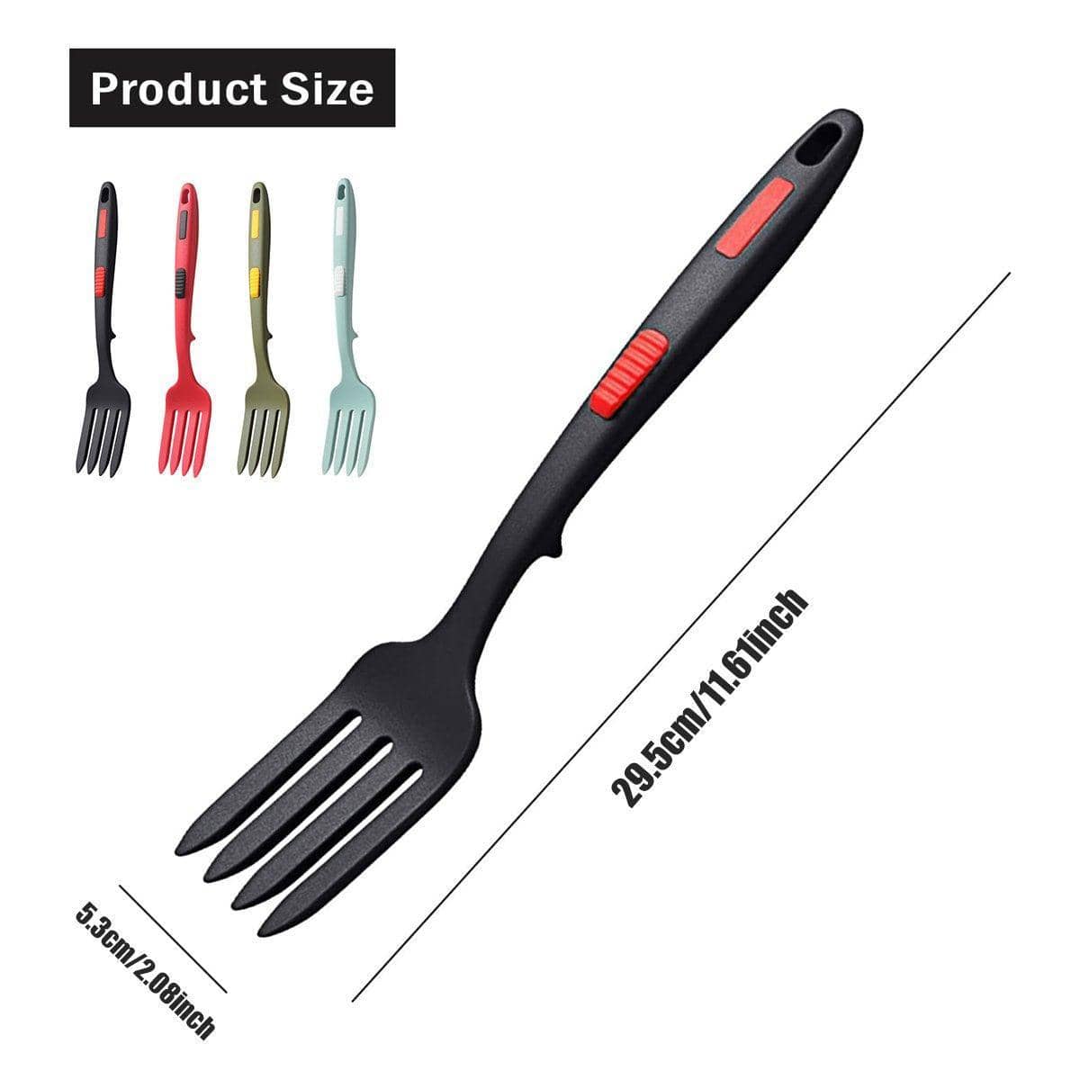Silicone Cooking Forks Set of 2 Heat Resistant Dishwasher Safe - Red and Black - view 4