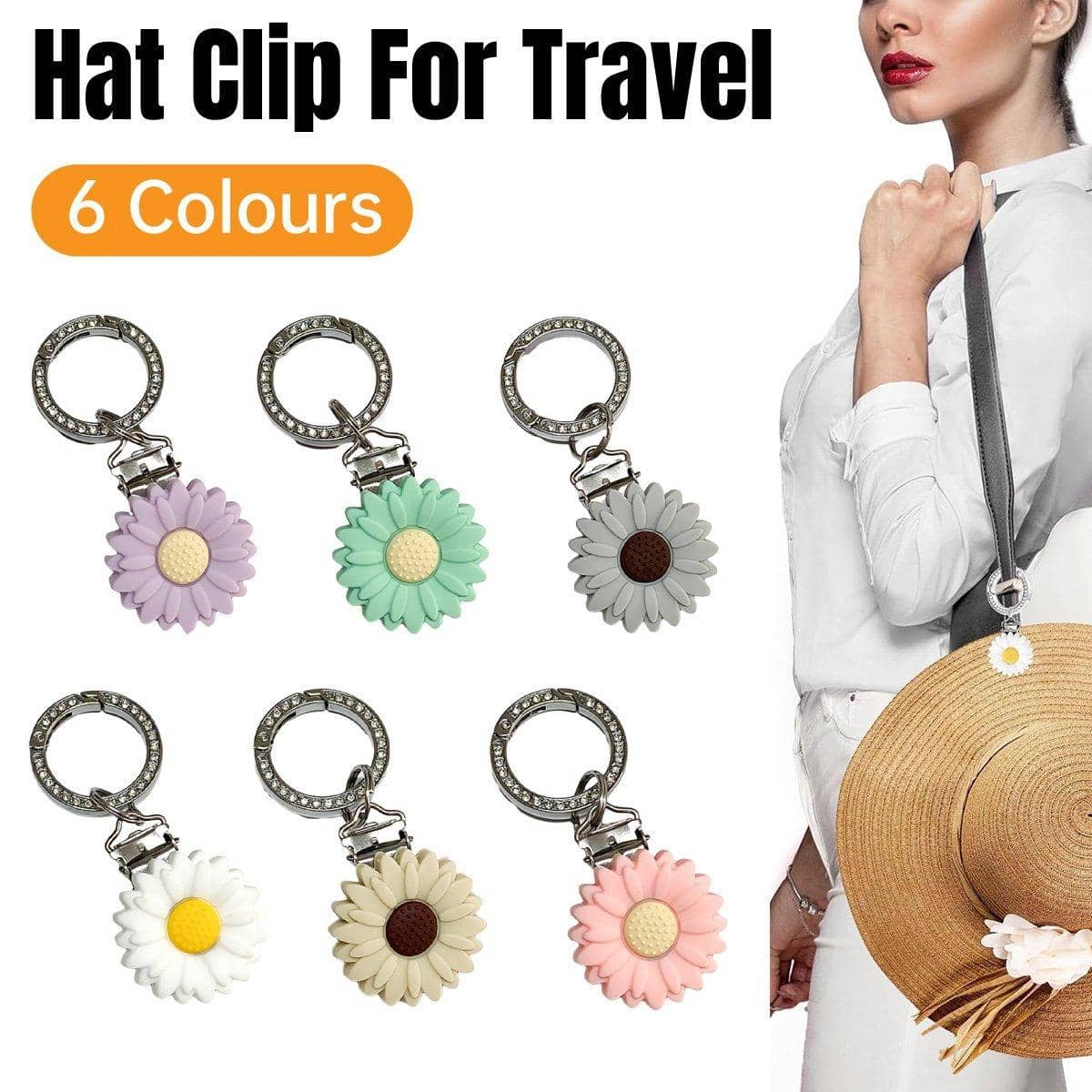 Silicone Daisy Flower Hat Brim Clip - Cream - view 2