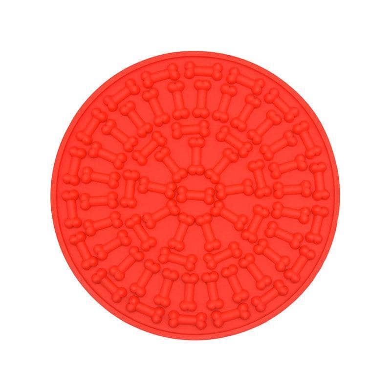Silicone Dog Lick Mat for Bath Time with Suction - Red