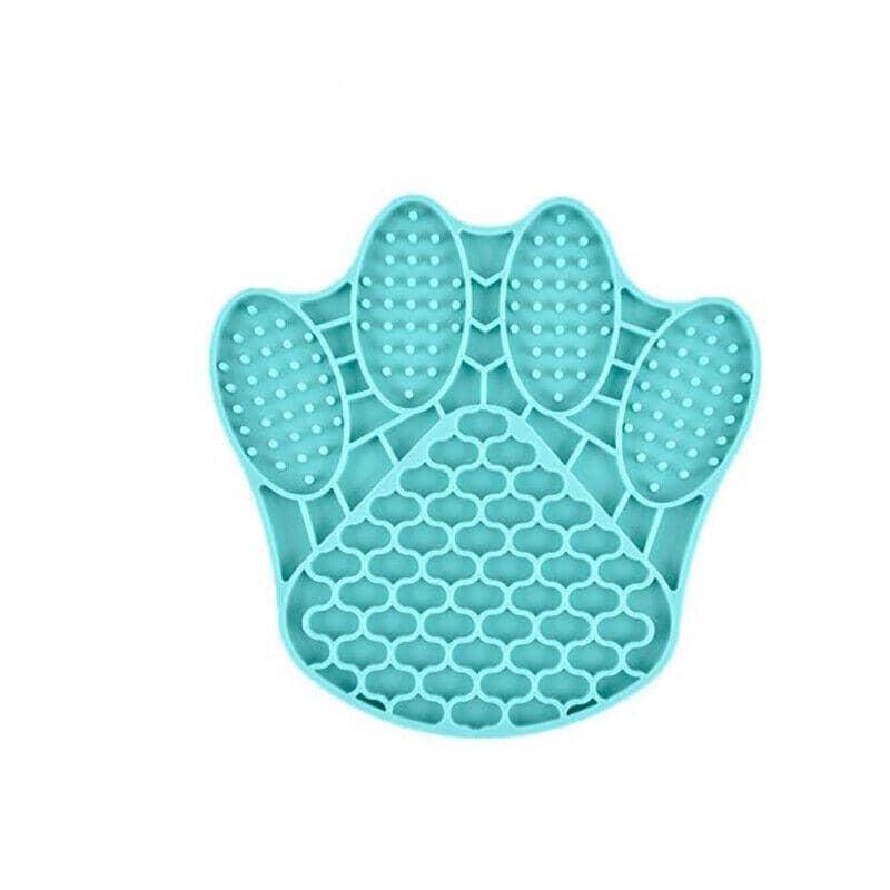 Silicone Dog Lick Pad for Bath Time - Blue Paw
