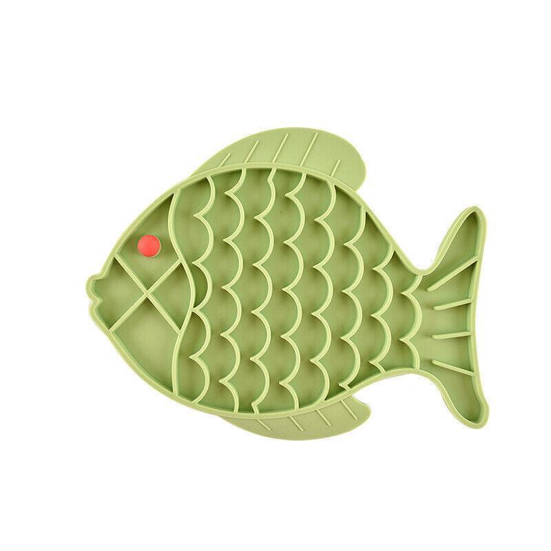 Silicone Dog Lick Pad for Bath Time - Green Fish